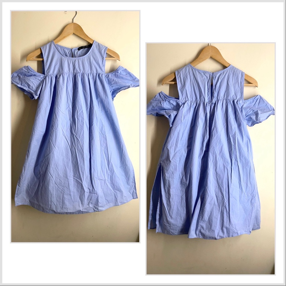 Zara A-Line Romper Poplin Dress Light Blue size XS